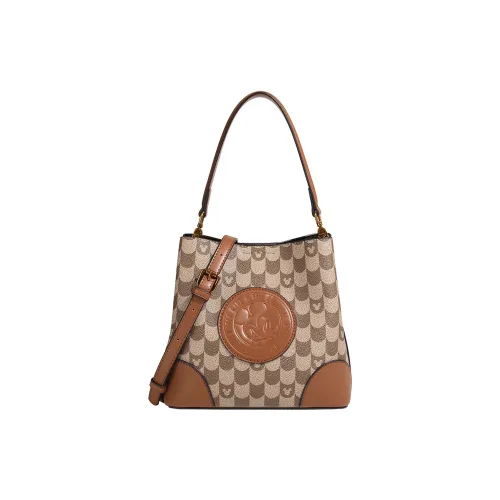 Disney Mickey Series ПУ (полиуретан) Через плечо Сумка на плечо Тоут Сумка Подмышечный Сумка Обычный Женские Коричневый