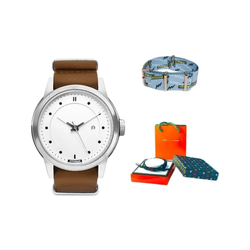 HYPERGRAND Наручные часы Кварцевый механизм Натуральная кожа Ремешок Белый циферблат Мужские часы