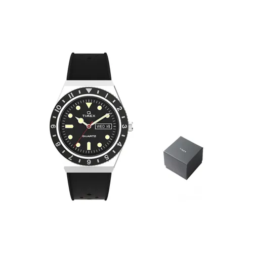 TIMEX Q Series Мужские часы Кварцевый механизм Резиновый ремешок 38 мм Черный циферблат