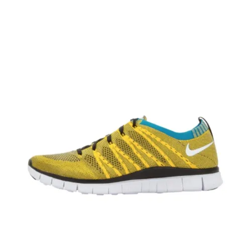 Nike Free Flyknit Амортизация Износостойкие Низкие Кроссовки для Бега Унисекс Зеленые