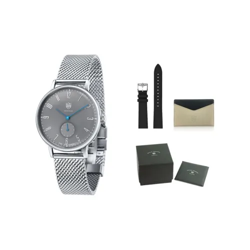 DUFA Кварцевый механизм Унисекс Часы Серый циферблат Нержавеющая сталь Корпус Часы Нержавеющая сталь Ремешок