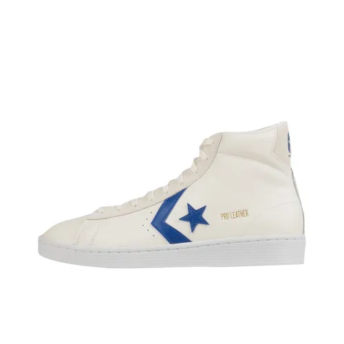 Конверс Cons Pro Leather Slip-Resistant Abrasion-Resistant High Top Skateboard Shoes Unisex White Blue