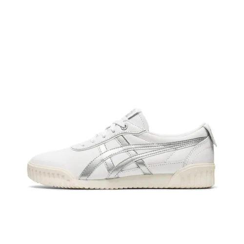 Onitsuka Tiger Delegation Slip Resistant Abrasion Resistant Low Топ Скейтборд Кроссовки Женские Белые Серебряные