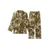 Цветочный пейзаж Мужской комплект из ледяного шелка с длинными рукавами