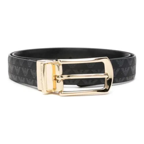 EMPORIO ARMANI Логотип с принтом дизайн кожаные ремни женский черный ширина 2,5 см