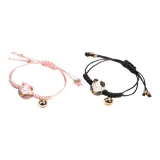 Милый браслет с кошкой (розовый + черный)