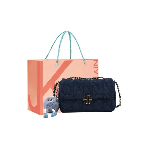 JANE KLAIN Деним Сумка с цепочкой Маленькая квадратная сумка Сумка через плечо Маленькая Женская Темно-синий Серо-голубой