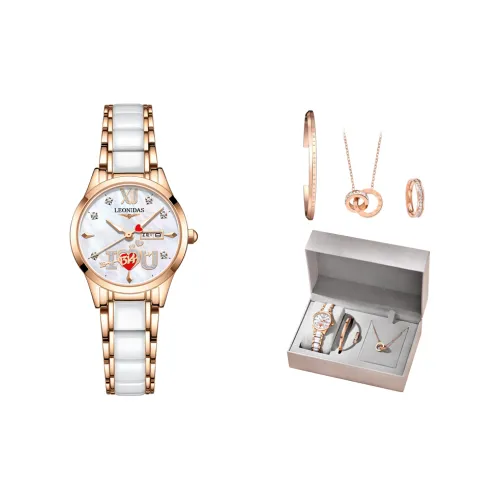 LEONIDAS Кварцевый механизм керамика ремешок женские часы красный циферблат