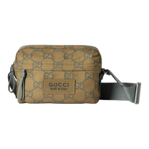 GUCCI Переработанный полиэстер Сумка через плечо Маленькая Мужская Горчичный и Зеленый