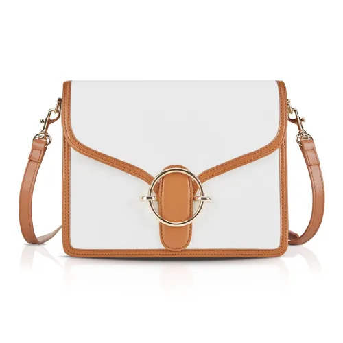 Unitude Коровья кожа Спилок коровьей кожи Холст Сумка через плечо Женская белая