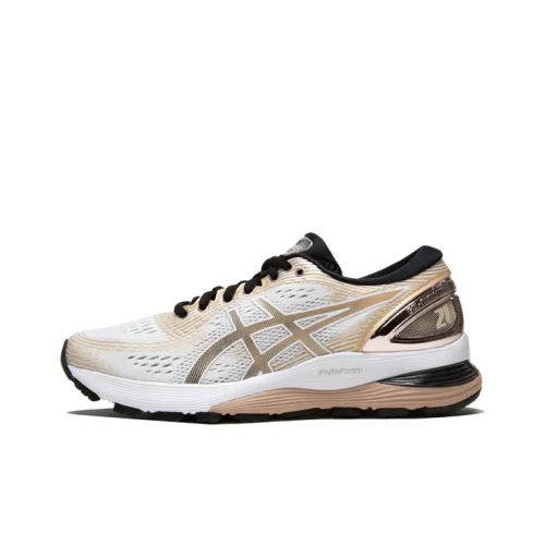 Asics Гель Nimbus 21 Low Топ Беговые кроссовки Женские Белые Золотые