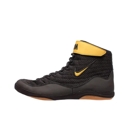 Nike Inflict Slip Resistant Abrasion Resistant High Top Casual Running Shoes Men's Black Yellow Найк Инфликт Антизлипный Устойчивый к Износу Высокий Топ Повседневные Беговые Кроссовки Мужские Черный Желтый