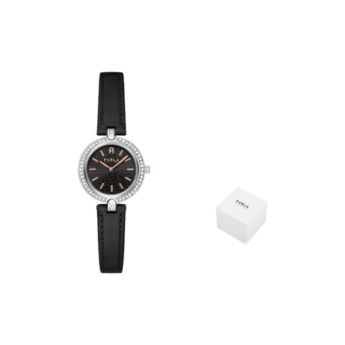 Furla HERITAGE Series Женские часы Кварцевый механизм Естественная кожа Ремешок 28 мм Черный циферблат