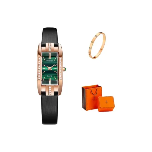 ROCOS Wind Style Collection Кварцевый механизм часы с ремешком из крученого шелка зеленый циферблат женские часы