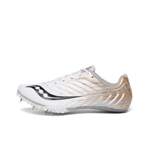 Saucony Spitfire 5 Противоскользящие амортизаторы Легкий Низкий Топ Беговые кроссовки Женские Белые Золотые