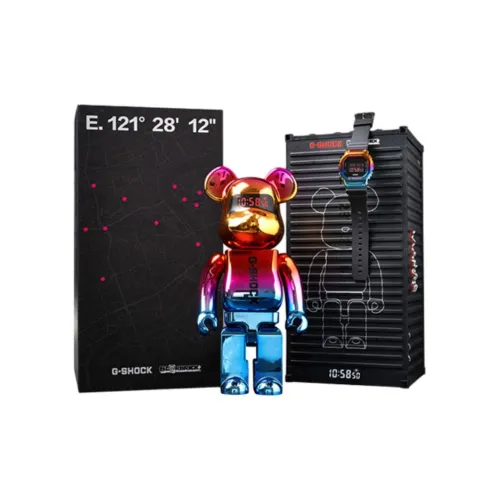 CASIO г Shock Collection BE@RBRICK Коллаборация Кварцевый механизм Смола Ремень Часы Мужские Циферблат Черный