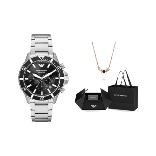 EMPORIO ARMANI THREE Eye Хронограф Наручные часы Кварцевый механизм Черный циферблат Мужские часы Коробка Доступно для покупки