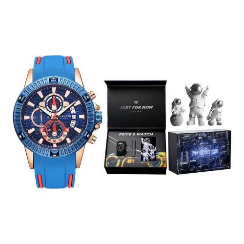 FEIKE Серия Wind Chasing Кварцевый механизм Силиконовый ремешок Часы Мужские с синим циферблатом