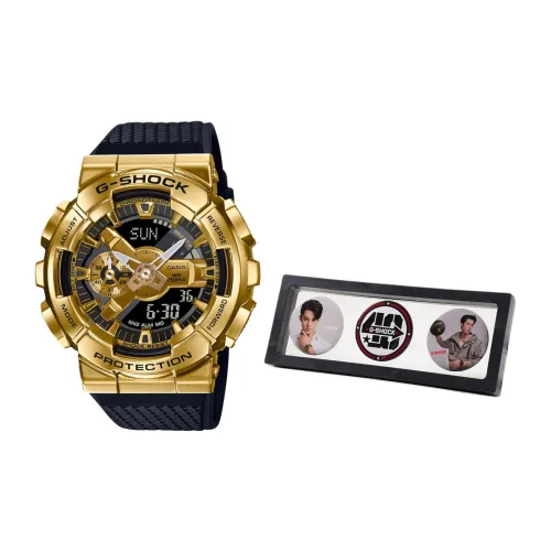 CASIO Кварцевый механизм Смольный ремешок Часы для мужчин Золотой циферблат