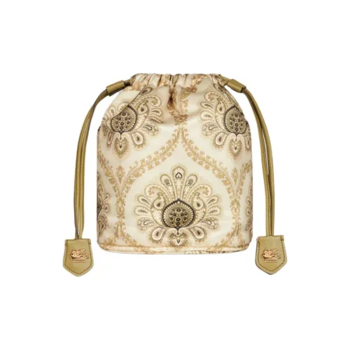 ETRO Satin Clutch Маленький Женский Белый и Золотой