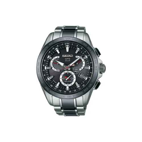 SEIKO Astron Series Солнечный Кварцевый Механизм Титан Ремешок Часы Мужские Черный Циферблат