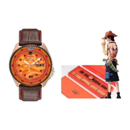 SEIKO Автоматический Механический Часы Мужские из Коллекции ONE PIECE, 39 мм, Оранжевый