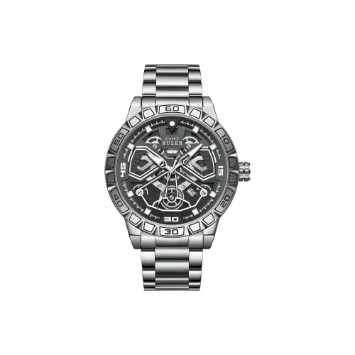 Respect The Time Кварцевый механизм Металлический ремешок Часы Мужские Черный циферблат