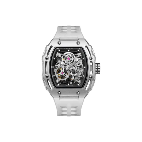 Respect The Time Механическое устройство силиконовый ремешок мужские часы серебристый циферблат