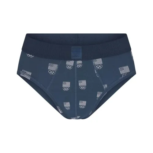 SKIMS USA Олимпийская команда Co Branded 1 упаковка Темно-синий/Морской синий Мужские трусы-бикини