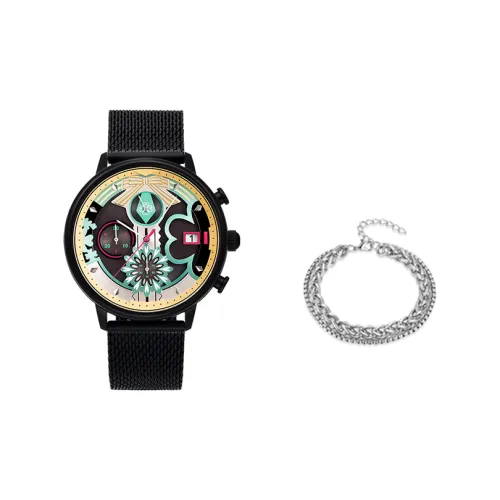 ingyunshi Xingyunshi Lucky Камень × Hatsune Miku Collaboration Солнечный кварцевый механизм Часы Унисекс Черный циферблат