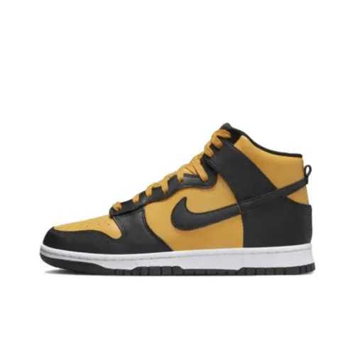 Nike Dunk High Slip-Resistant Abrasion-Resistant High Top Skateboard Shoes Unisex Yellow Black Найк Dunk High Слип-резистентные Аbrasion-резистентные Высокие Кроссовки для скейтбординга Унисекс Желтый Черный