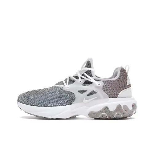 Nike React Presto Амортизация и Дышащий Низкий Топ Беговые кроссовки Унисекс Серый Белый