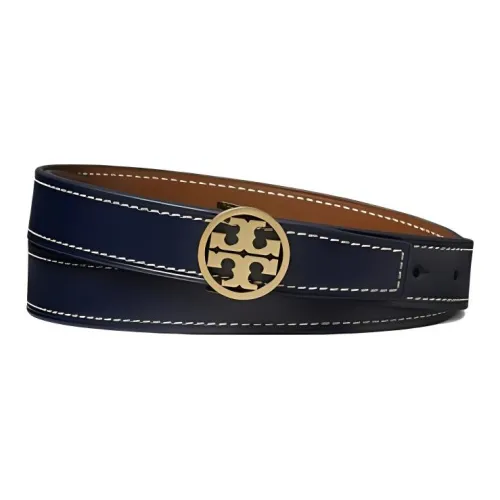 TORY BURCH Логотип Emblem плавная пряжка ремни из коровьей кожи унисекс синий