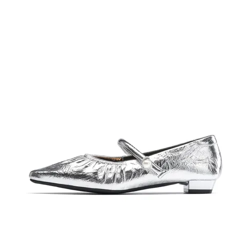 EBLAN Туфли Мэри Джейн Женские Серебряные