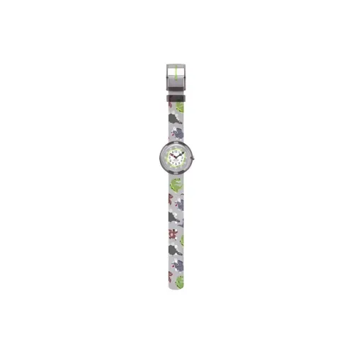 SWATCH Flik Flak Feifei Series Кварцевый механизм Детские часы 31,85*30,6 мм Серый циферблат Пластиковый корпус Тканевый ремешок