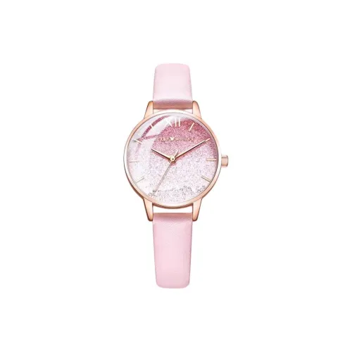 Disney Кварцевый механизм кожаный ремешок женские часы розовый циферблат