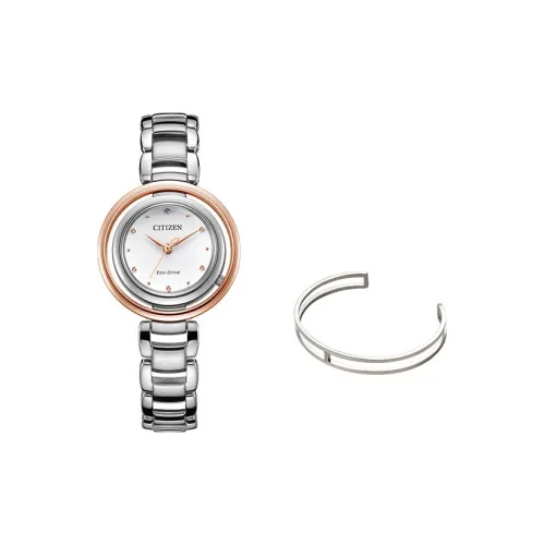 CITIZEN Ecology Drive Collection Светильник Кварцевый механизм Нержавеющая сталь Ремешок Часы Женские Белый циферблат