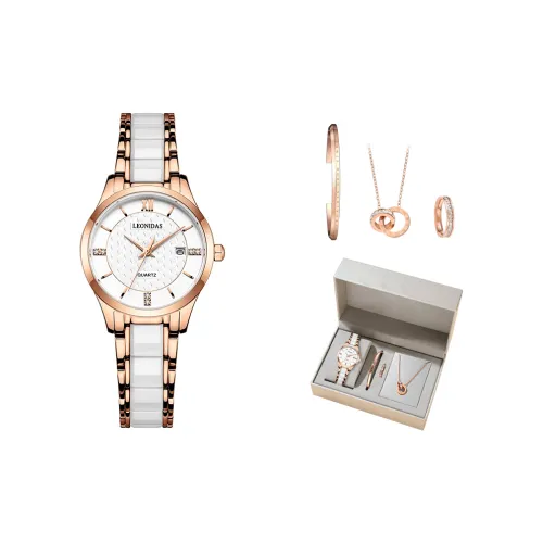 LEONIDAS Кварцевый механизм керамика ремешок женские часы белый циферблат