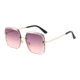 Золотая оправа, фиолетово-розовые линзы