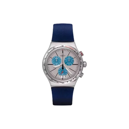 SWATCH Metal Series Кварцевый механизм Унисекс Часы 40 мм Серый циферблат Корпус из нержавеющей стали Резиновый ремешок
