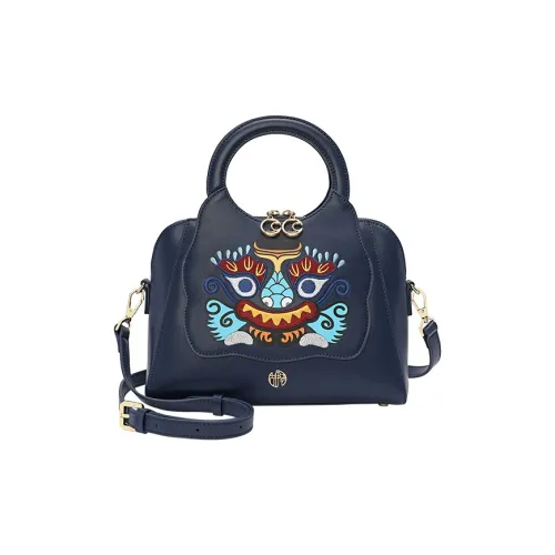 Ancient Yi Xi Коровья кожа Сумка-купол Сумка на одно плечо Женская Индиго