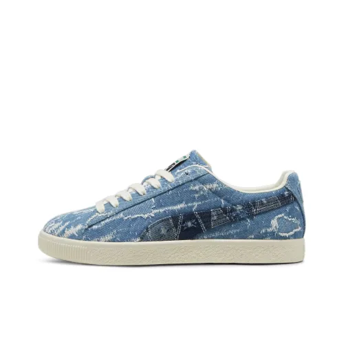 PUMA Clyde Denim Low Скейтборд Кроссовки Унисекс Синие Белые