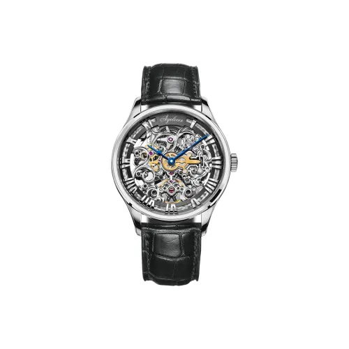 AGELOCER Автоматический механический механизм Мужские часы с открытым механизмом и циферблатом