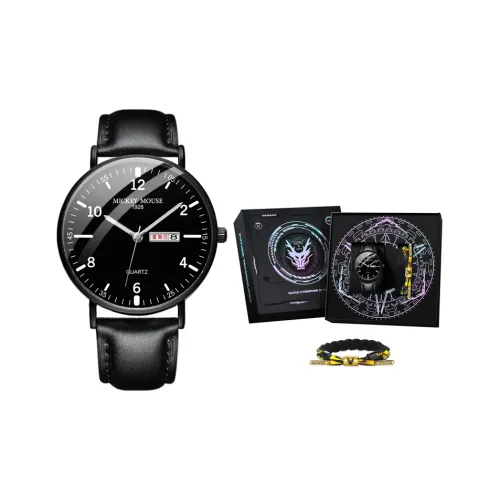 Disney Mickey Series Кварцевый механизм Часы Мужские Черный циферблат