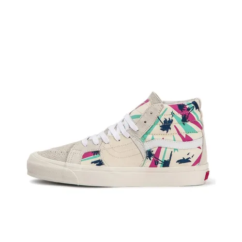 VANS SK8 BRICOLAGE LX Вышитая версия Пальма Высокие Кроссовки для скейтбординга Унисекс Экрю