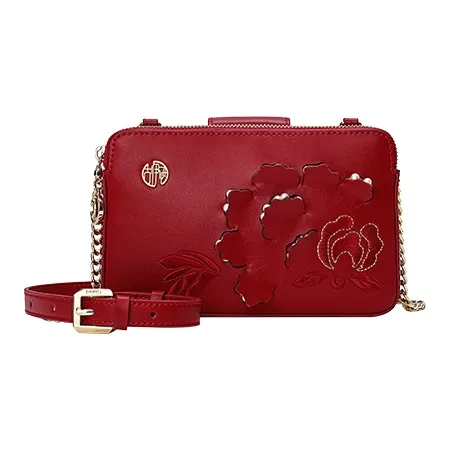 Ancient Yi Xi Коровья кожа Чонсам Сумка через плечо Женская Рубиново-красная