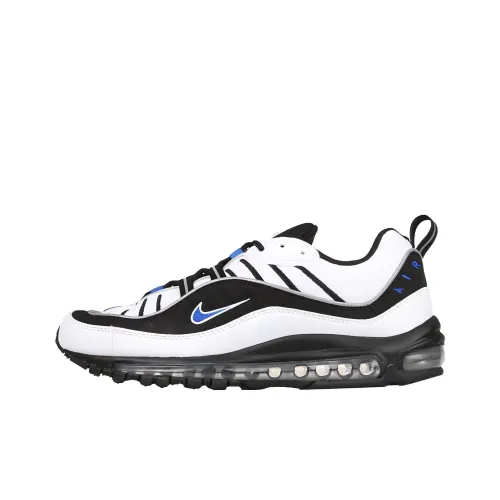 Nike Air Max 98 Амортизация Износостойкие Низкие Кроссовки для Бега Мужские Черные Белые и Синие