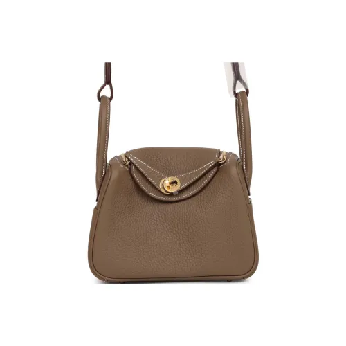 HERMES Lindy Clemence Bullock Кожа Сумка Сумка через плечо Сумка через плечо Мини Женская 18 ÉToupe Слон Серый