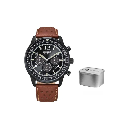CITIZEN Ecology Drive Collection Светильник Кварцевый механизм Естественная кожа Ремешок Часы Мужские Черный циферблат