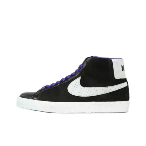 Nike Blazer Амортизация Износостойкий MID Топ Скейтборд Кроссовки Унисекс Черный Фиолетовый